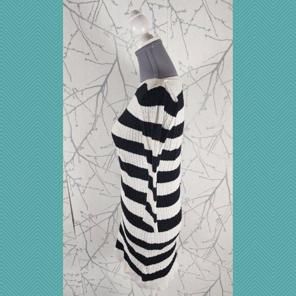 Guess Black White Striped Knit Button Back Sweater Dress - Picture 2 of 4